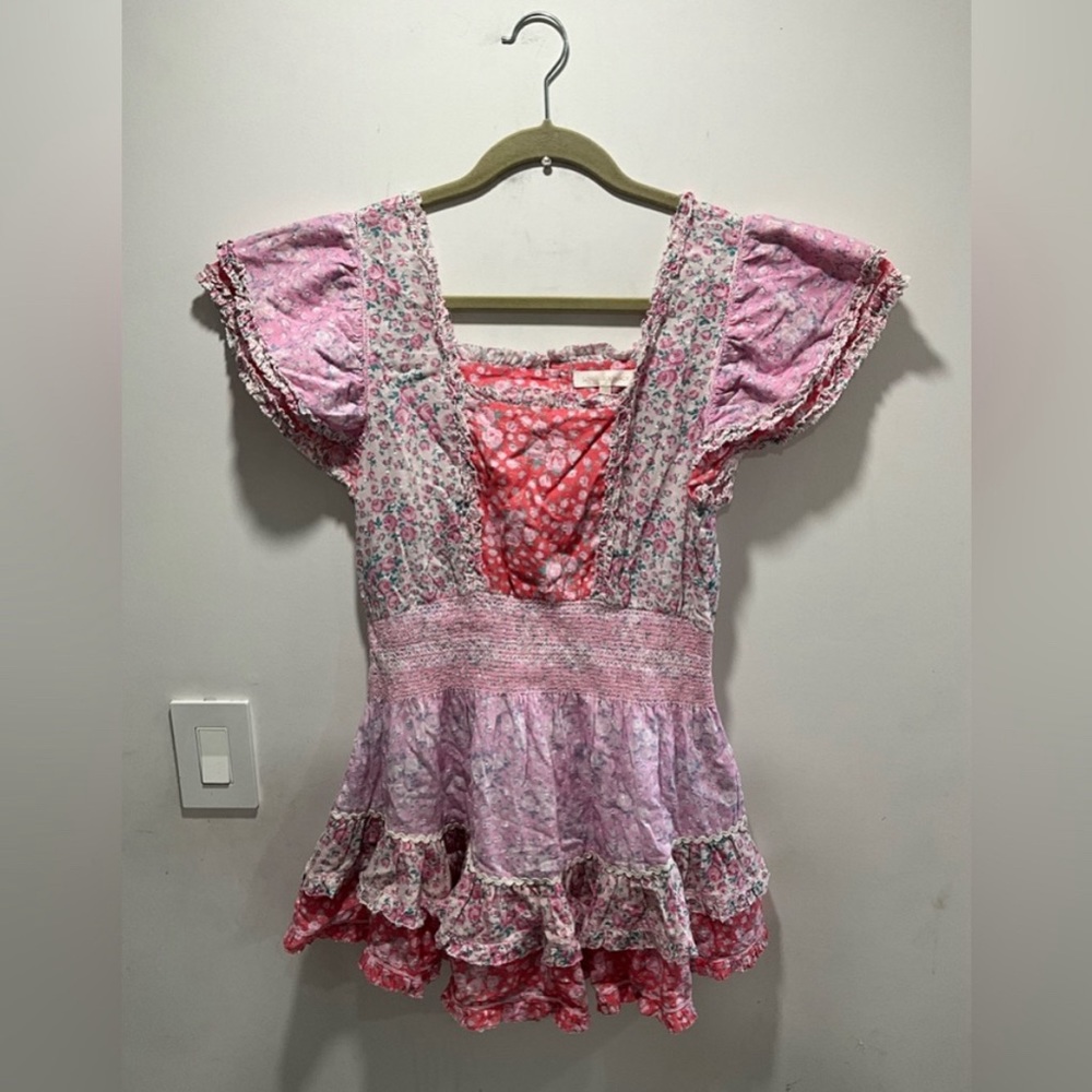 Loveshackfancy Stanton Strawberry Patchwork Ruffl… - image 3